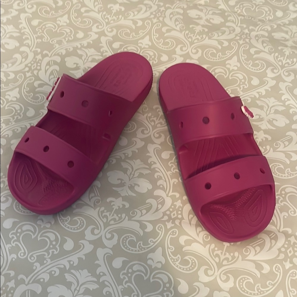 CROCS Fuchsia Slide Sandals Sz 12